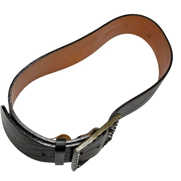Hache Embellished Western Leather Belt‎ Dark Brown Women\'s Size 90/105 main image 11